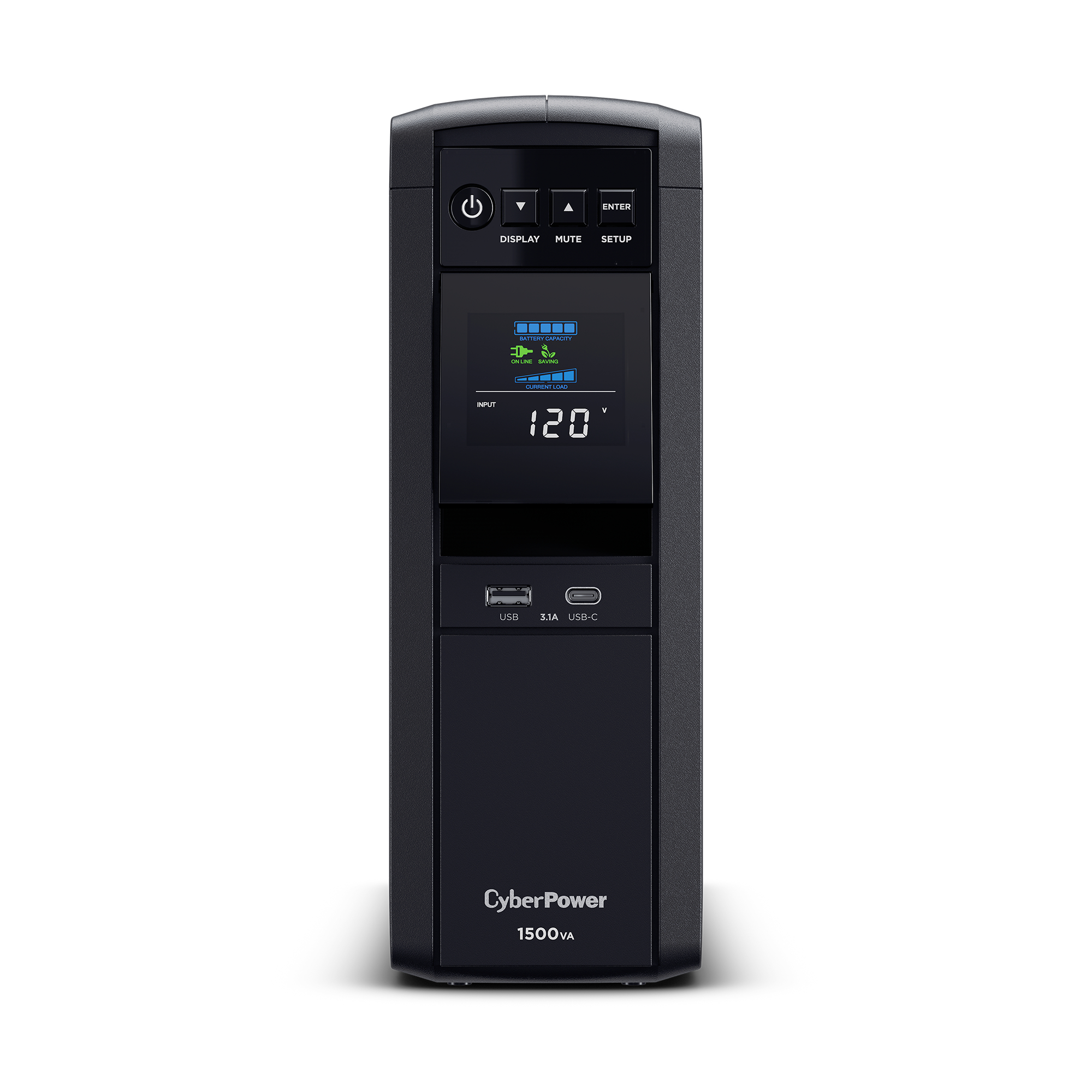 1500VA/1000W CyberPower CP1500PFCLCD PFC Sinewave UPS System 12 Outlets Mini Tower AVR