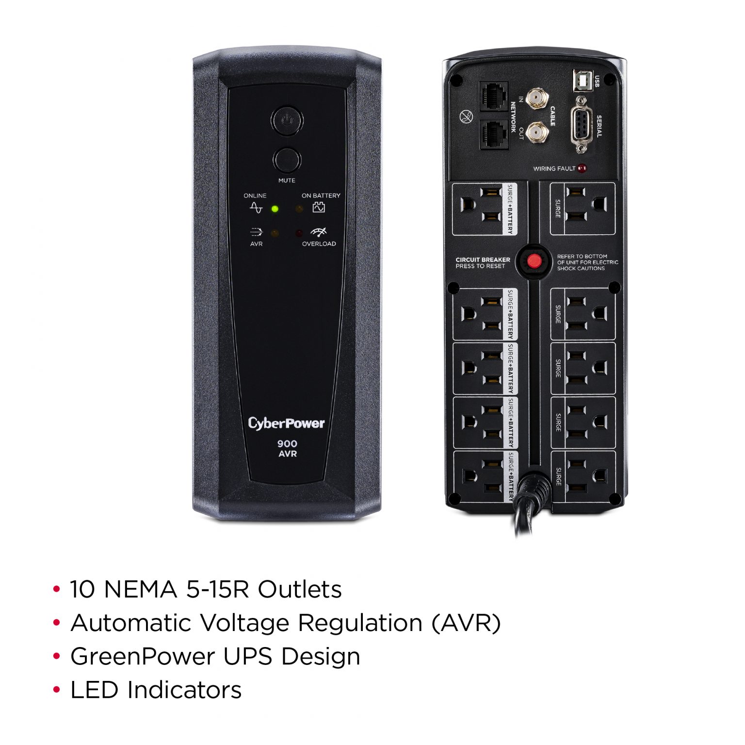 CP900AVR - AVR UPS Series - Product Details, Specs, Downloads | CyberPower