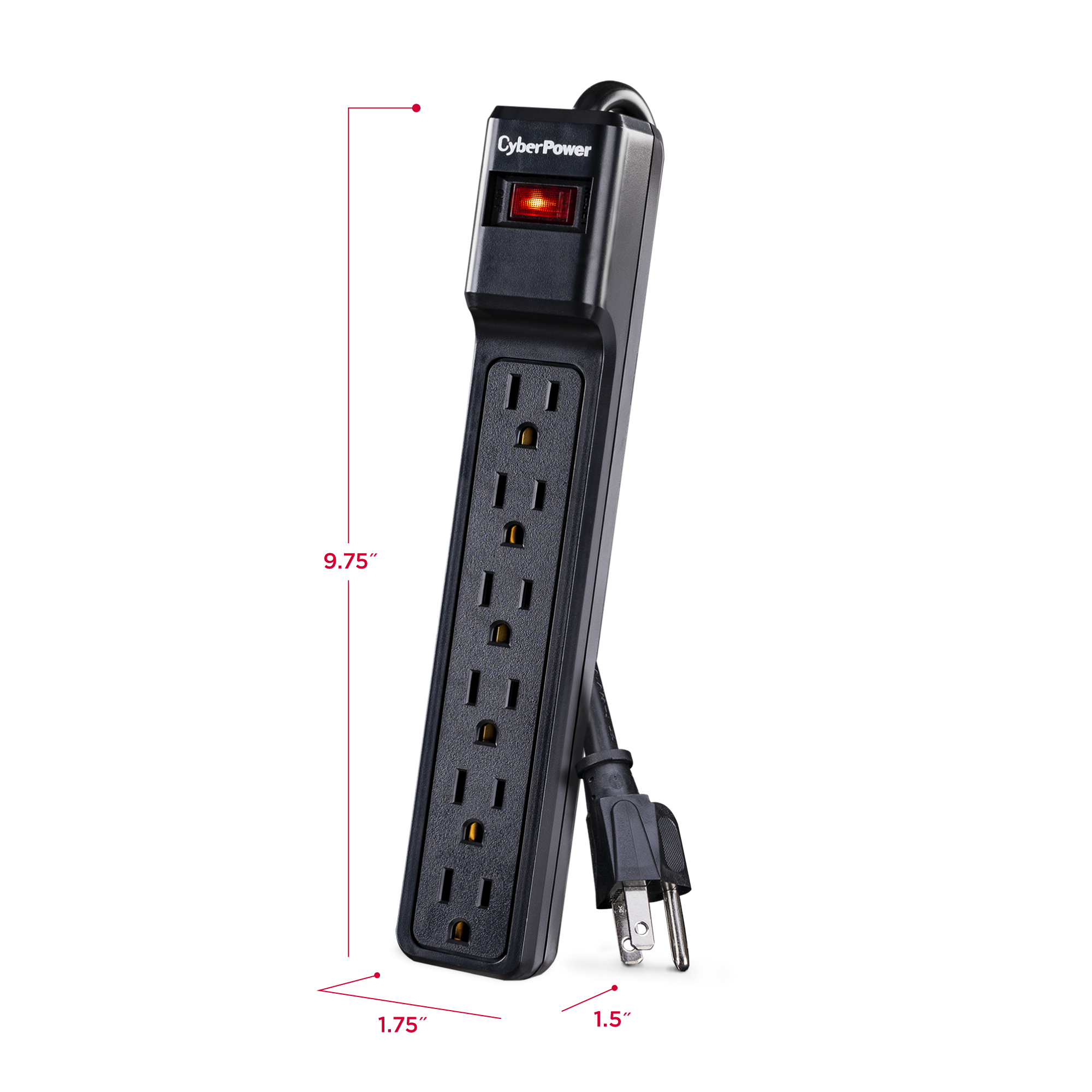 6 Outlets CyberPower CSB604MP6 Essential Surge Protector 900J/125V 4ft Power Cord 6 Pack 