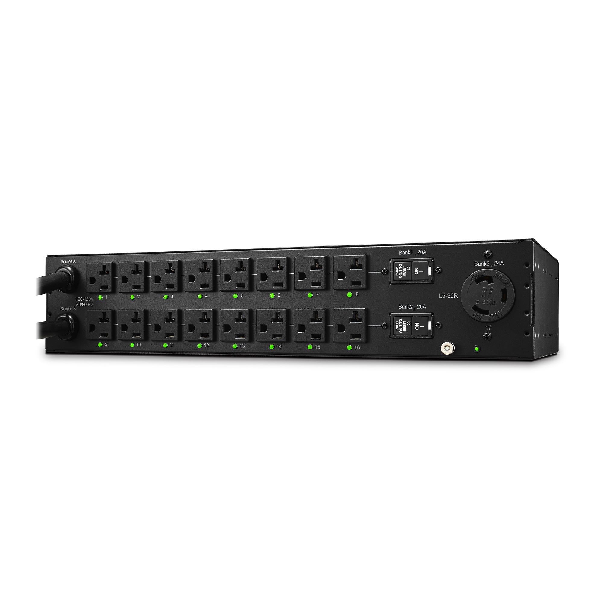 2U Rackmount 100-120V/30A CyberPower PDU30MT17AT Metered ATS PDU 17 Outlets 