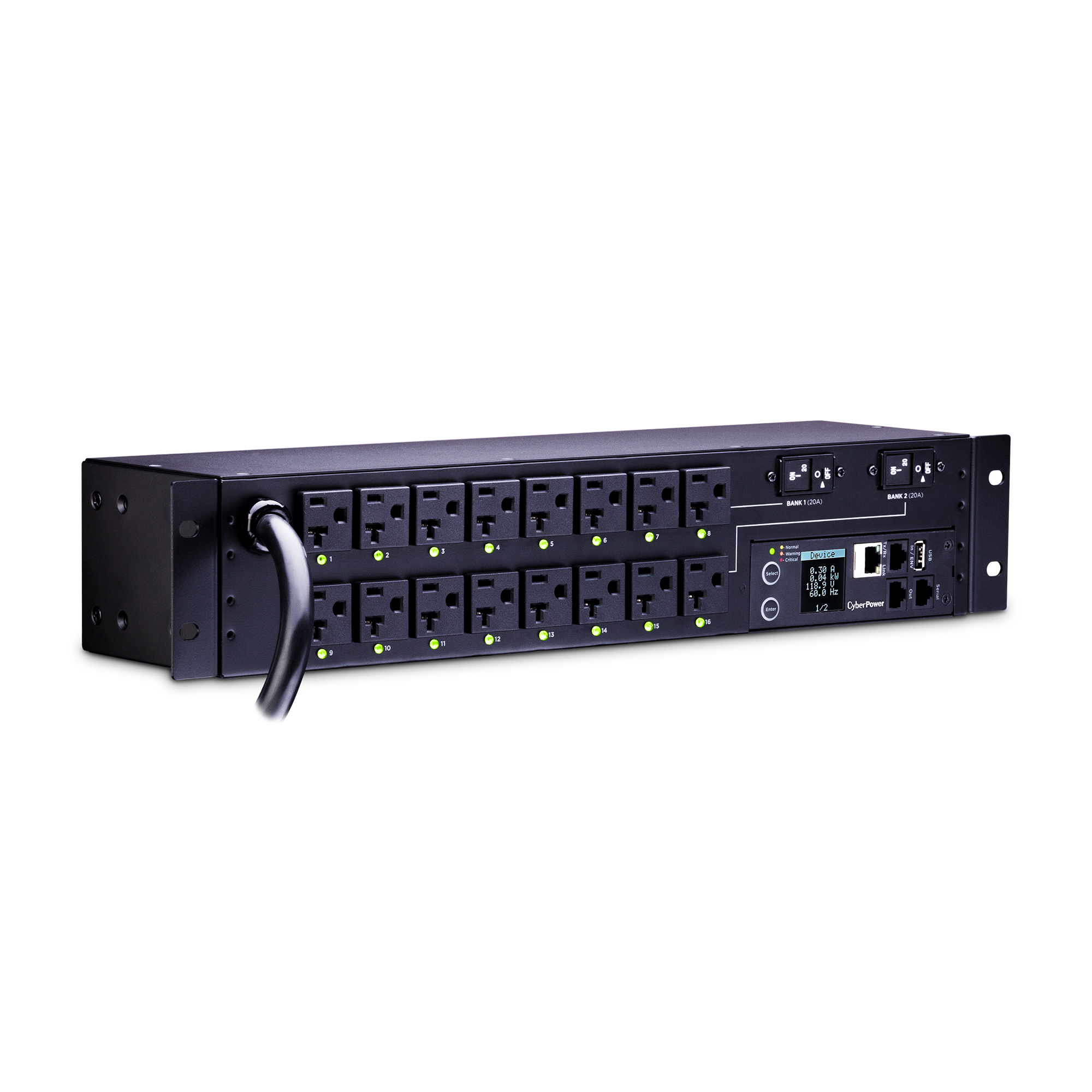 1U Rackmount CyberPower PDU81002 Switched Metered-By-Outlet PDU 100-120V/20A 8 Outlets 