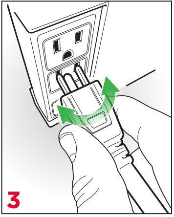 Step 3 - To help with connection, apply modest pressure and move prongs from side to side while plugging in to an outlet.