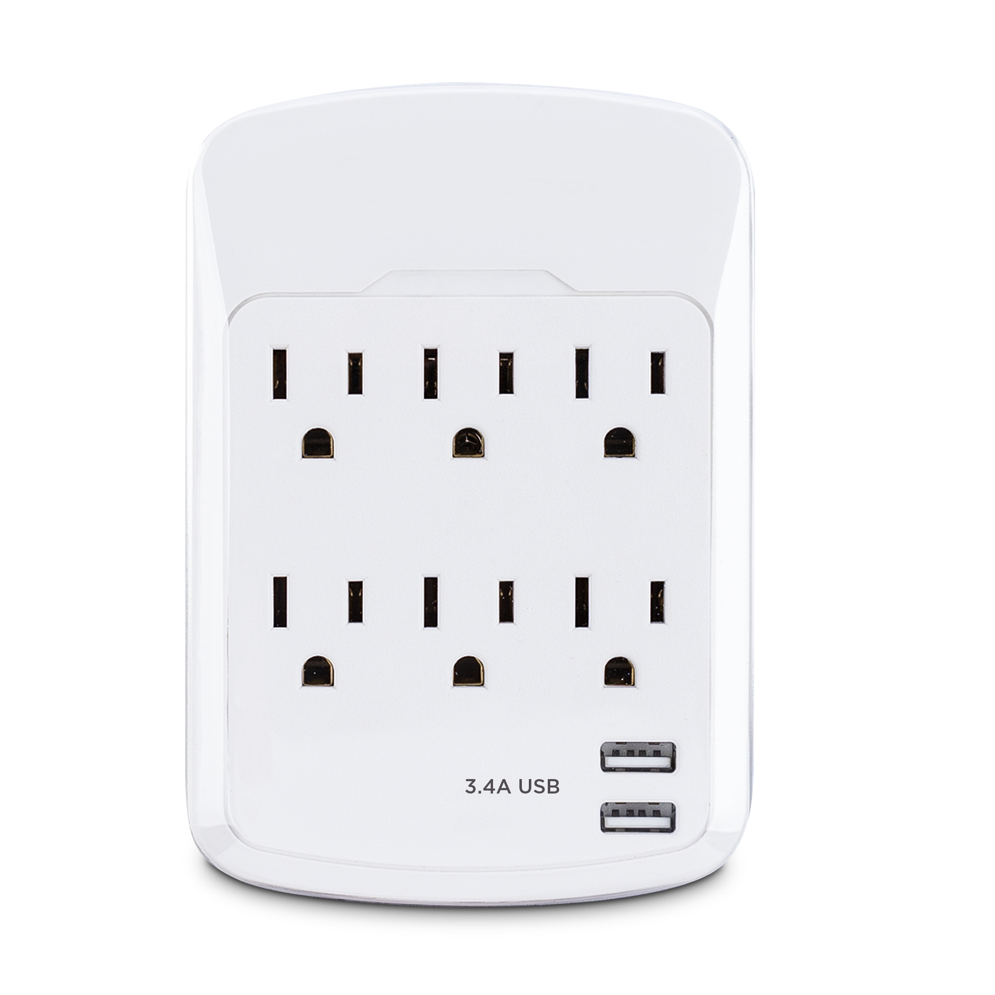 Commercial Electric 2-AC Outlet 2-USB 4.2 Amp Shared White USB Wall Tap....New 