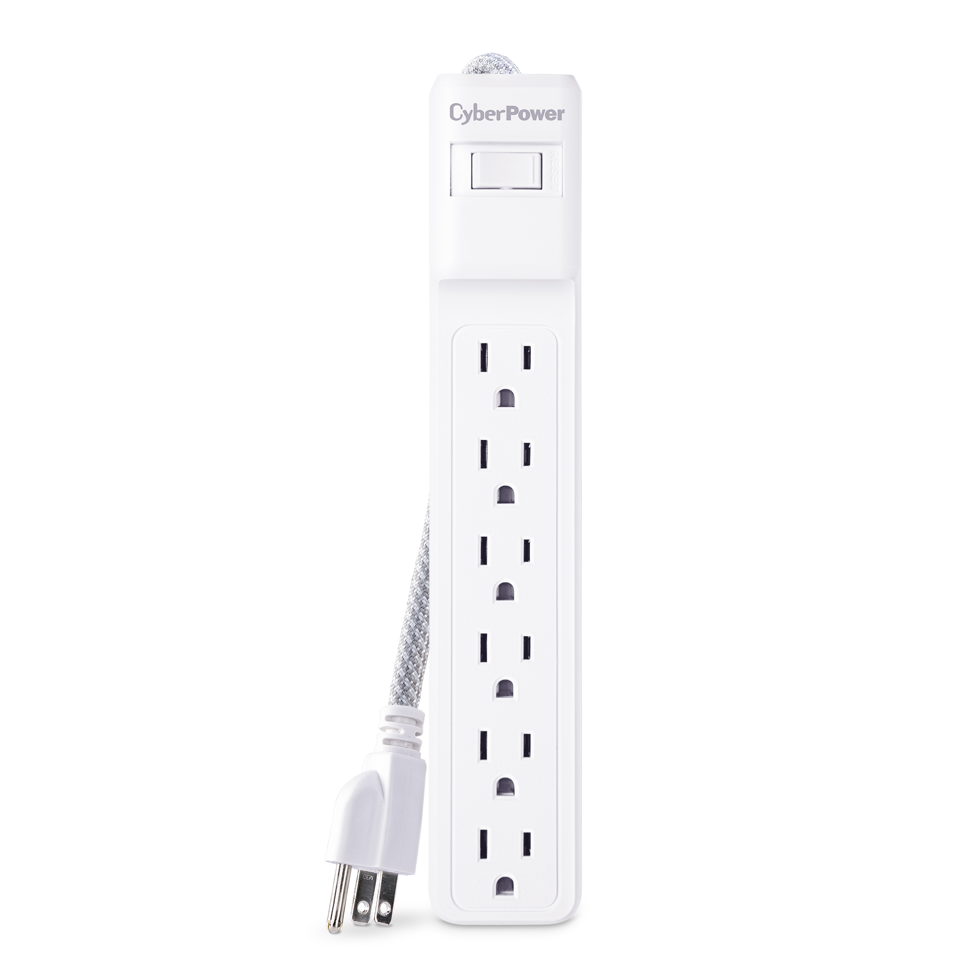 6 Outlets 1500J/125V 15 ft Power Cord White CyberPower B615 Essential Surge Protector